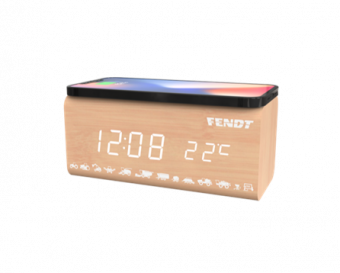 Fendt stolní budík – LED displej a bezdrátové nabíjení